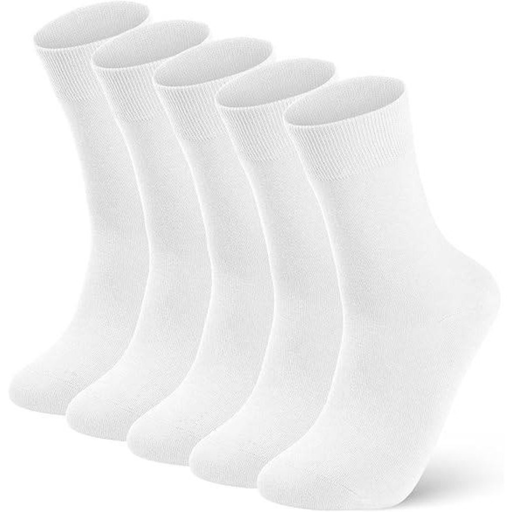 Set of 5 MSRP $22 FGZ Men's US 13-15 White Crew Socks Breathable Cotton Soft